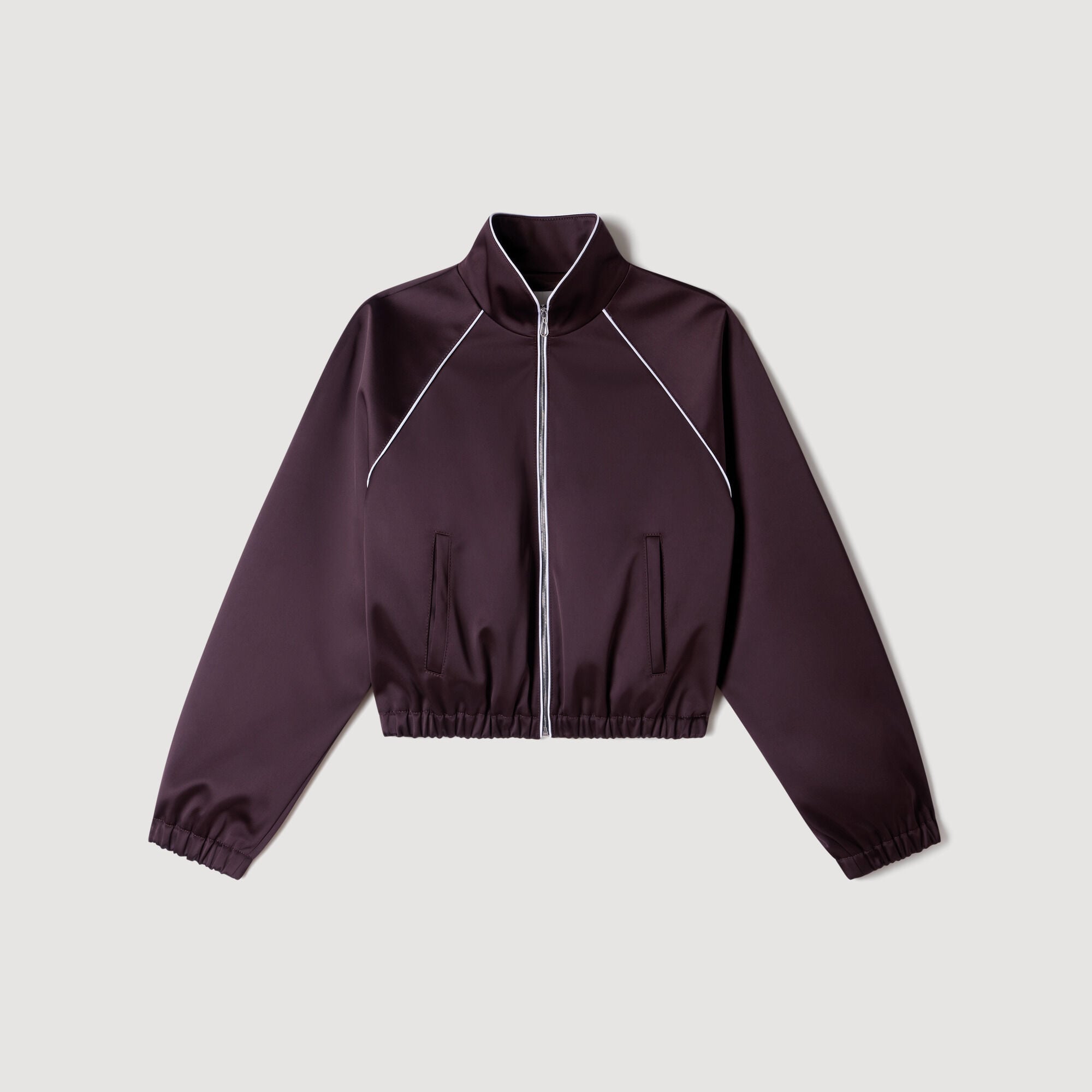 Kurzer bestickter Satinblouson
