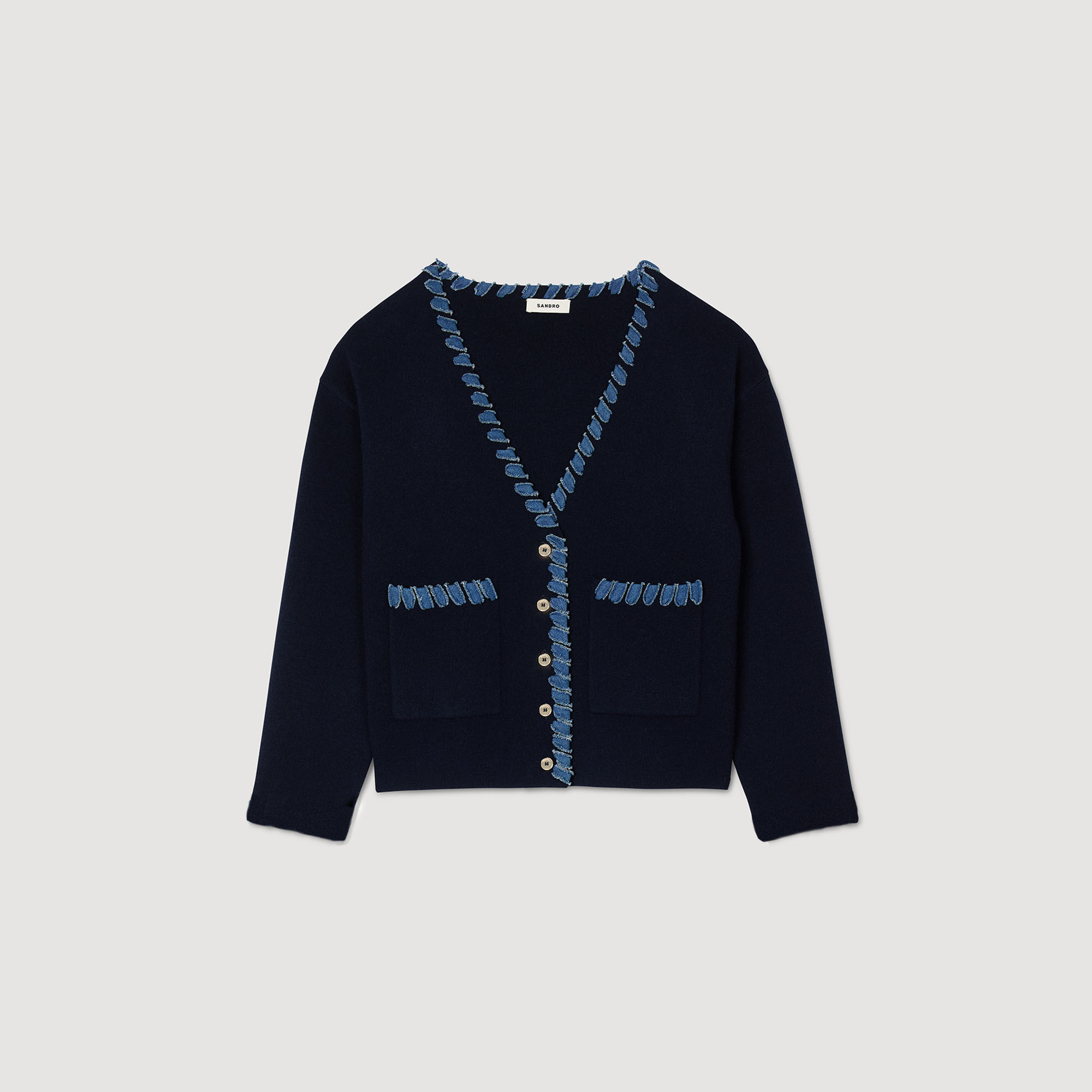Cardigan mit Denim-Details