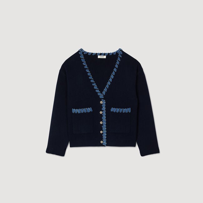Cardigan mit Denim-Details