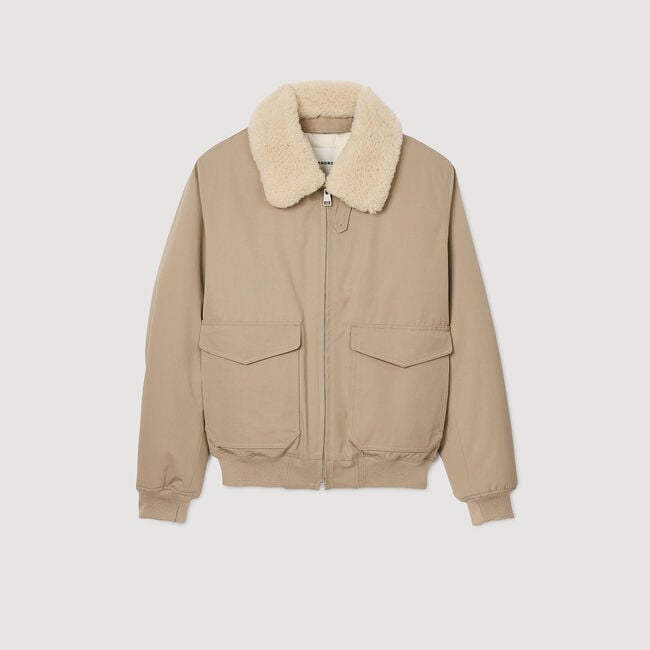 Fliegerjacke mit Schaffellkragen
