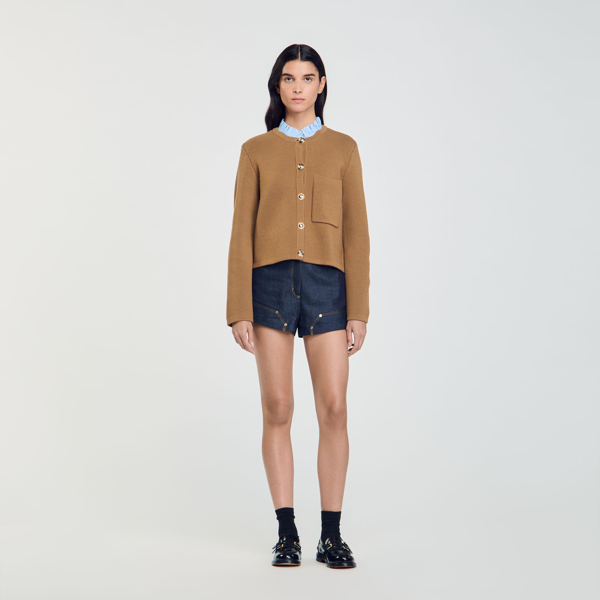 Cardigan mit Ruschenkragen