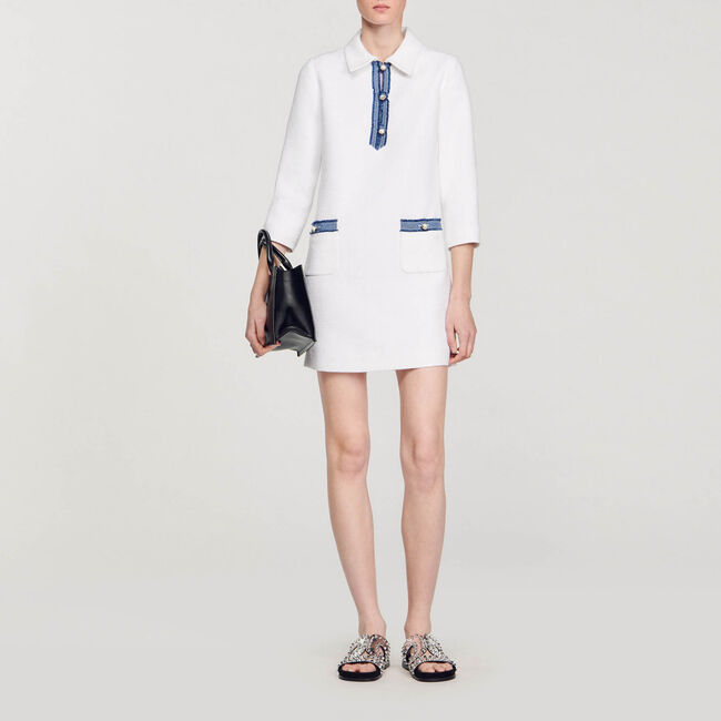 Kurzes langärmeliges Tweedkleid