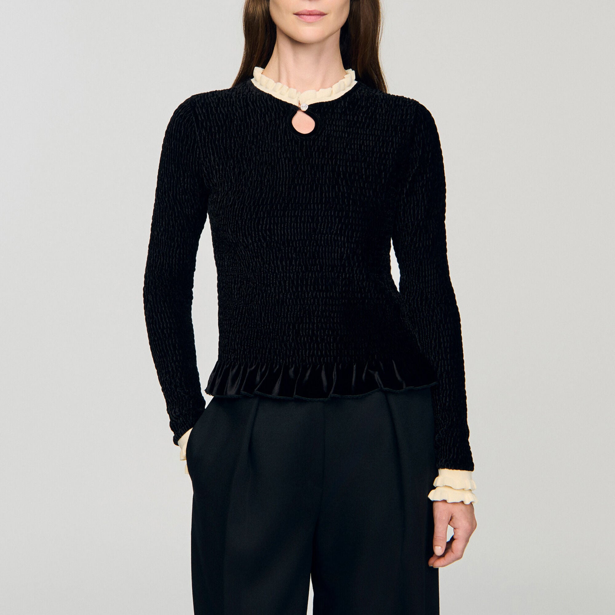 Gesmoktes T-Shirt - Damen | Sandro