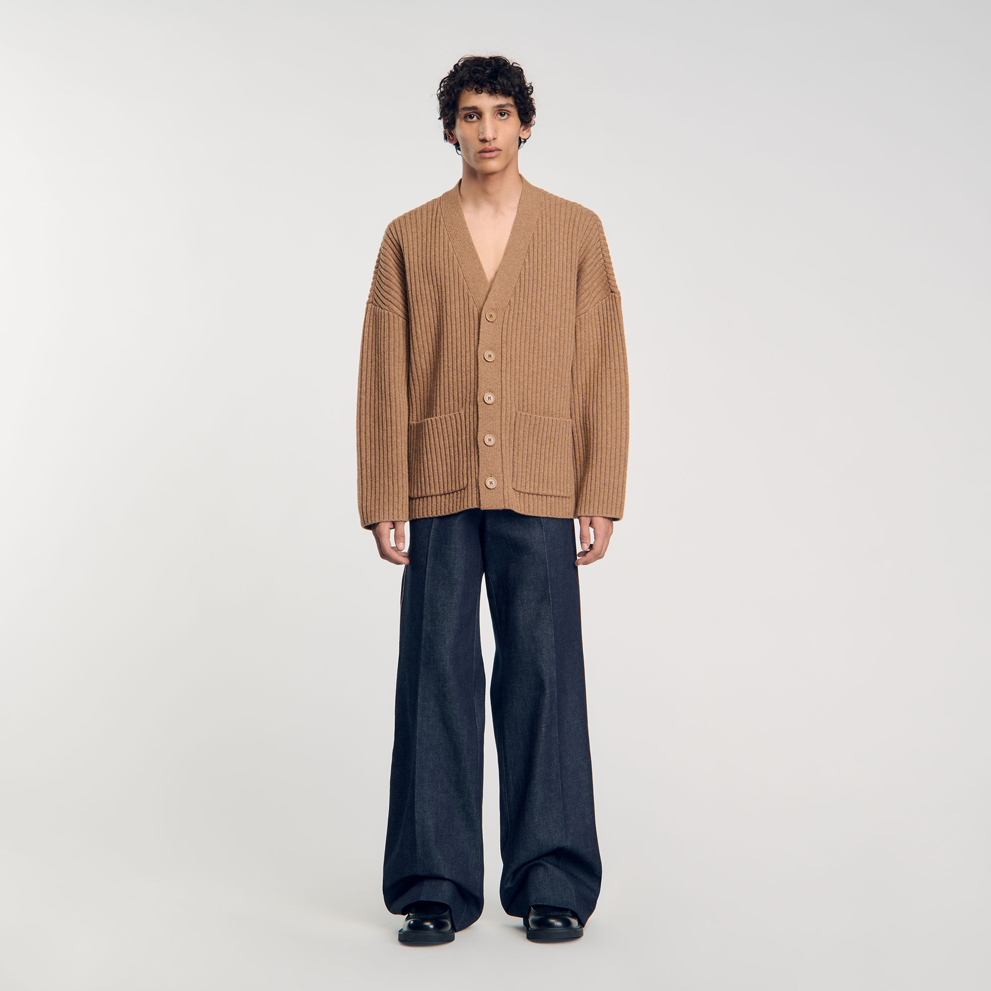 Oversize-Cardigan mit Rippenmuster