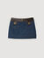 Kurzer Rock aus Denim und Leder