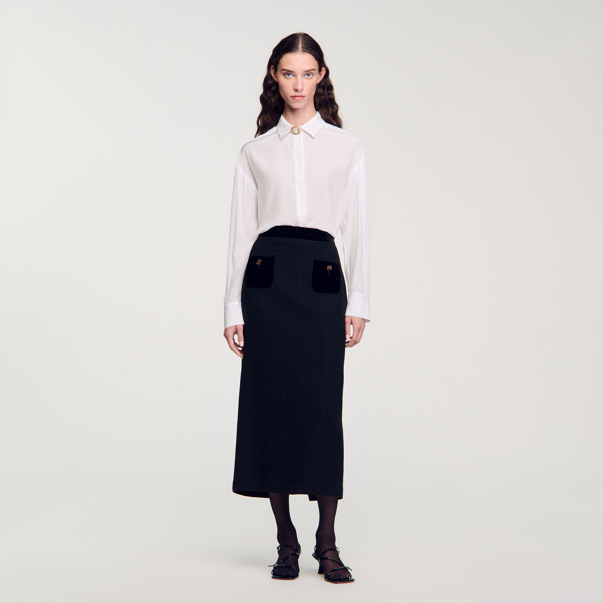 Langer Tweed- und Veloursrock