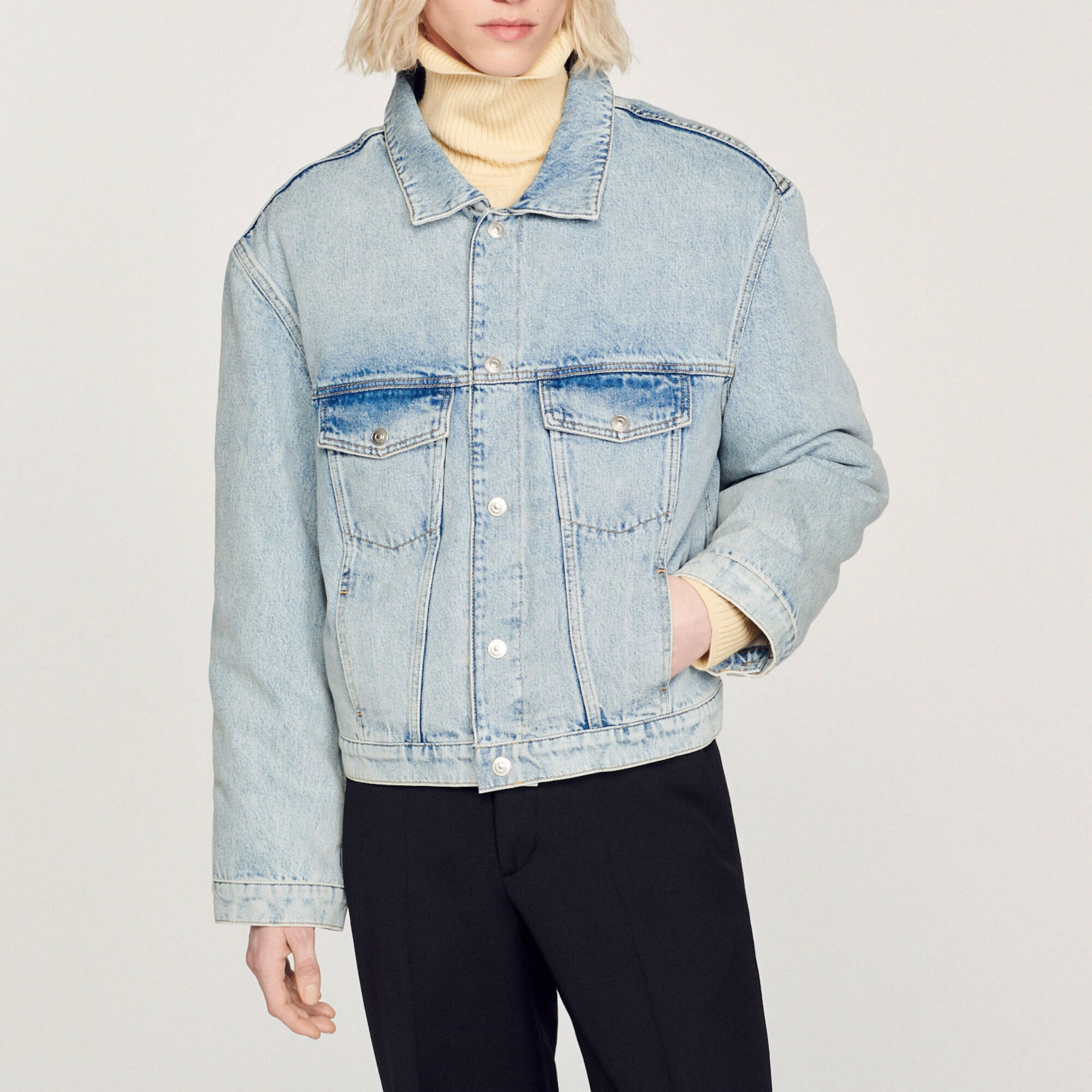 Denim-Blouson mit aus Molton