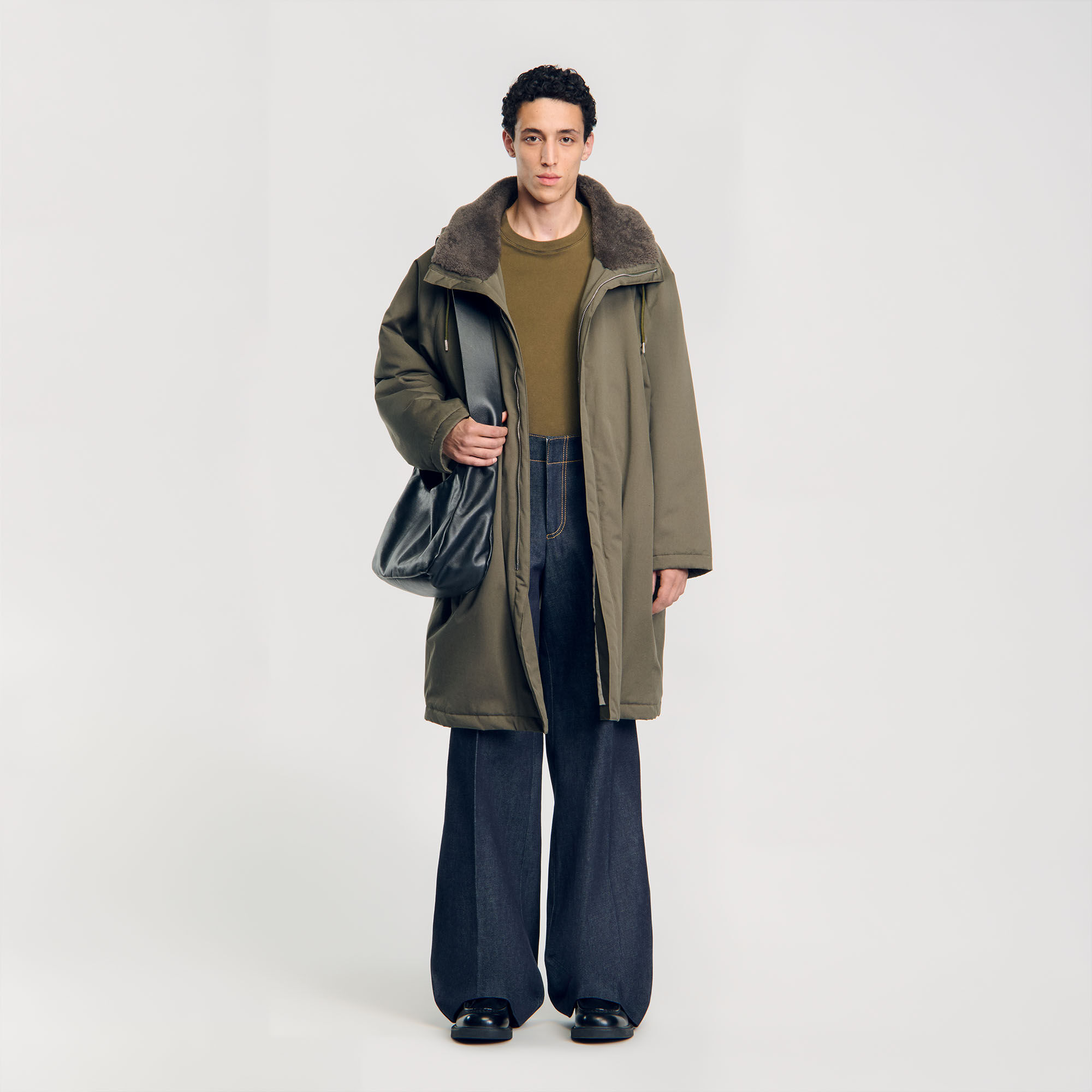 Sandro fur hood coat top