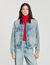 Blouson aus Denim mit Lederkragen