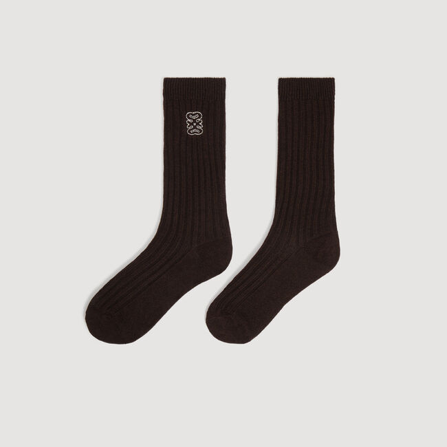 Gerippte Socken mit Logo