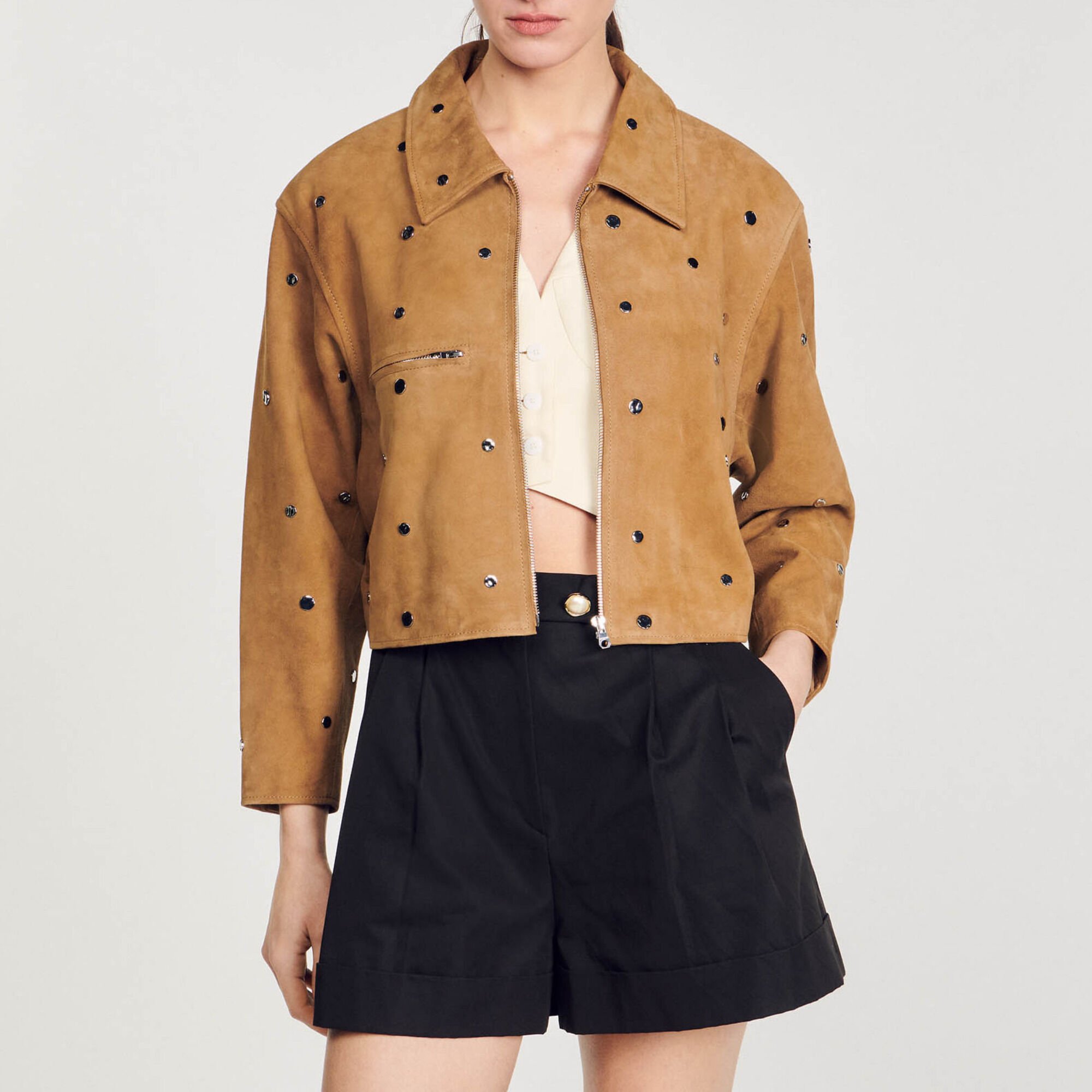 Blouson aus Wildleder mit Nieten