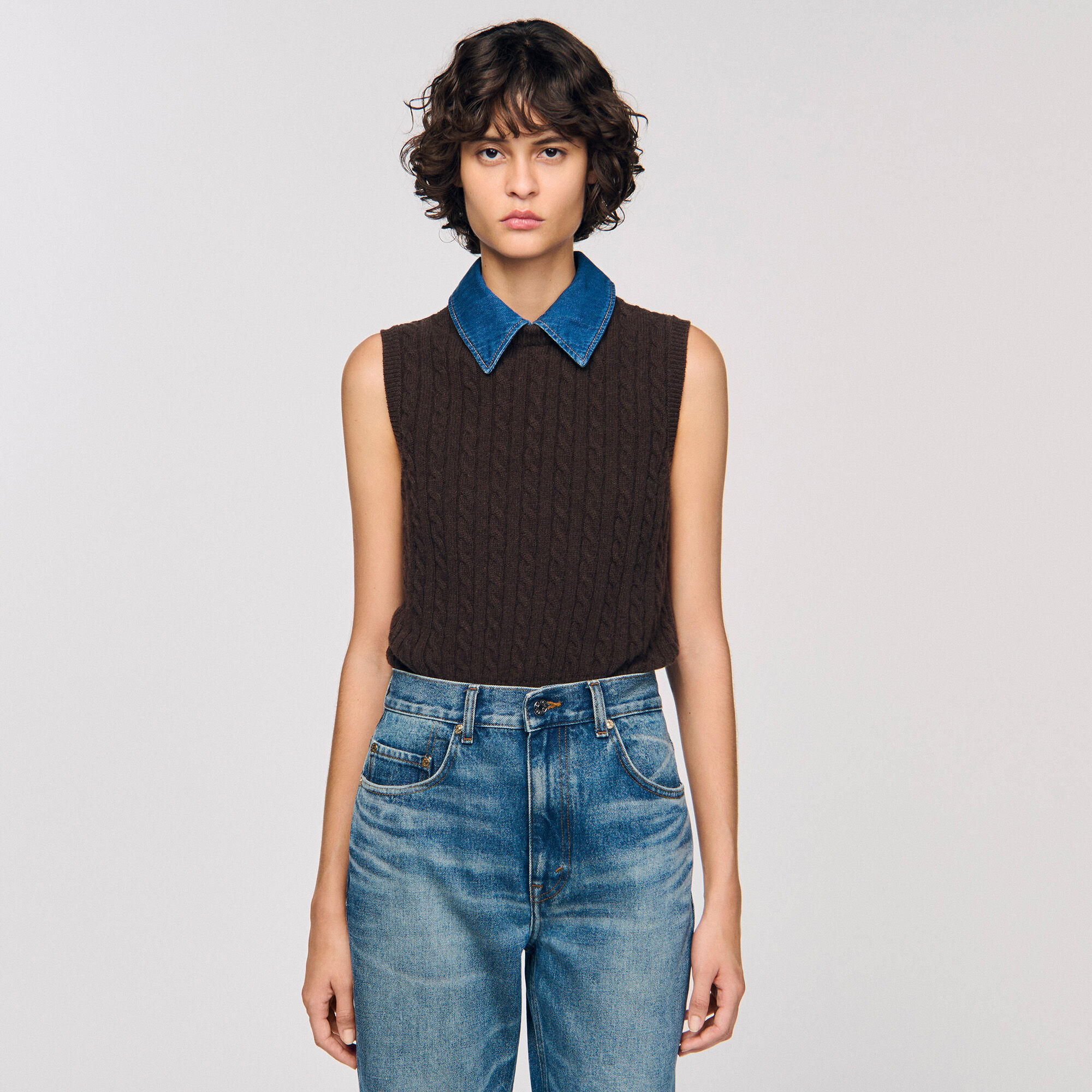 Strickpullover mit Denim