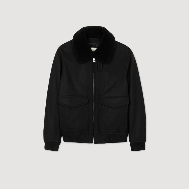 Fliegerjacke aus Wolle mit Kragen