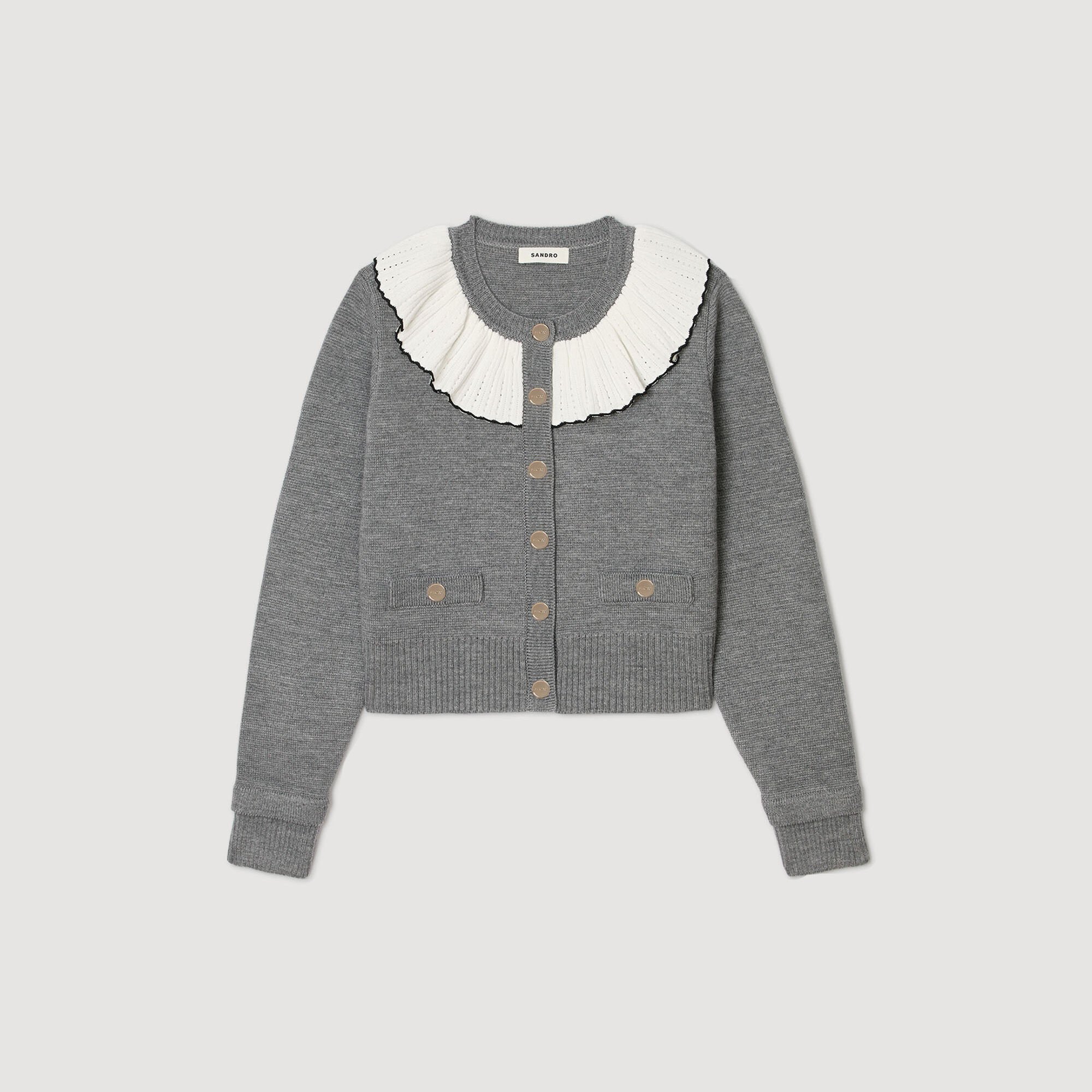Cardigan mit Kontrastkragen