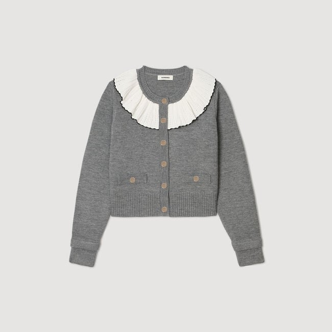 Cardigan mit Kontrastkragen