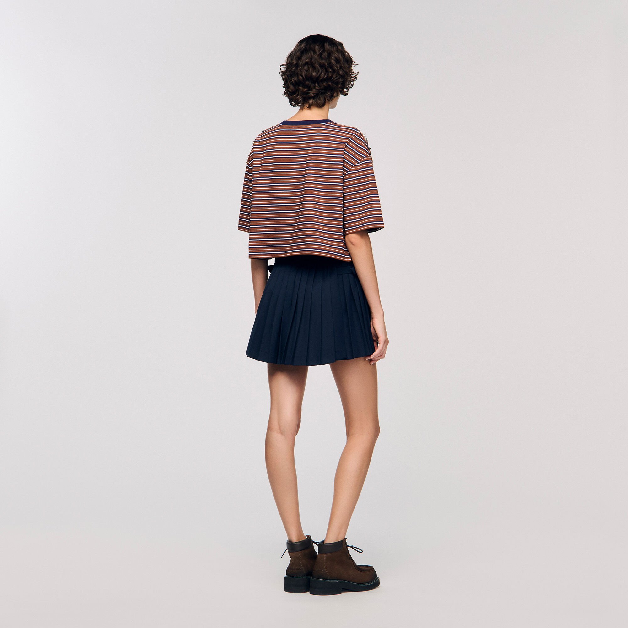 Gestreiftes T-Shirt mit Strass