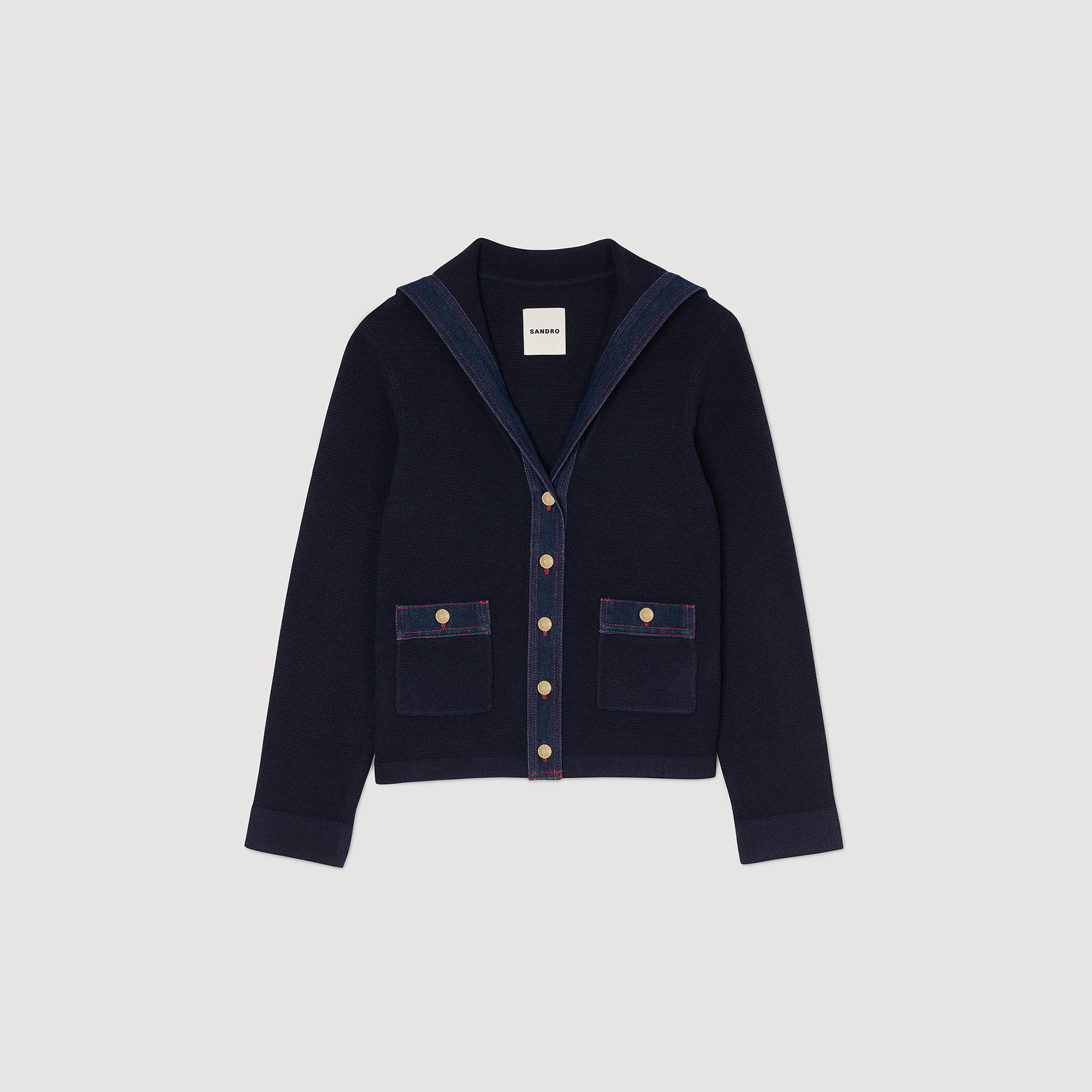 Cardigan mit Denim-Details