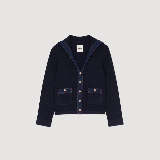 Cardigan mit Denim-Details