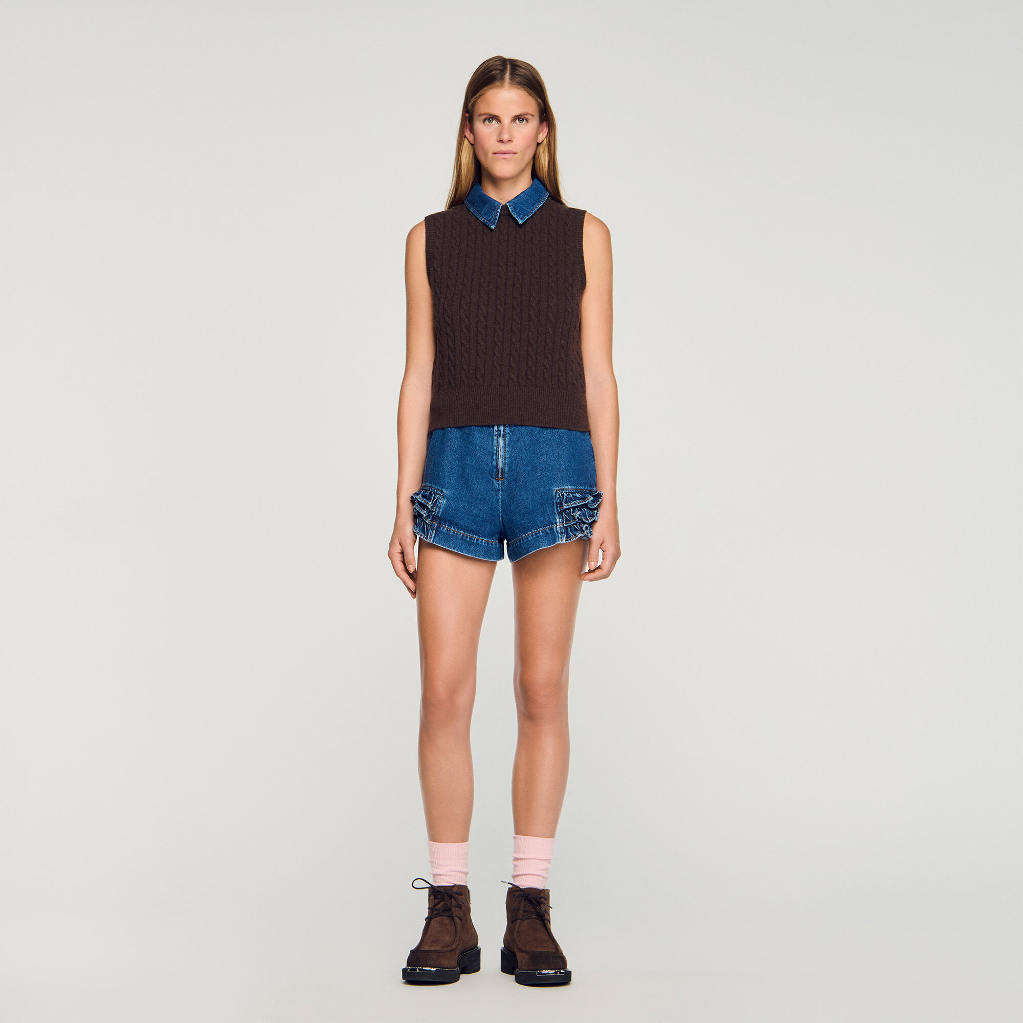 Strickpullover mit Denim