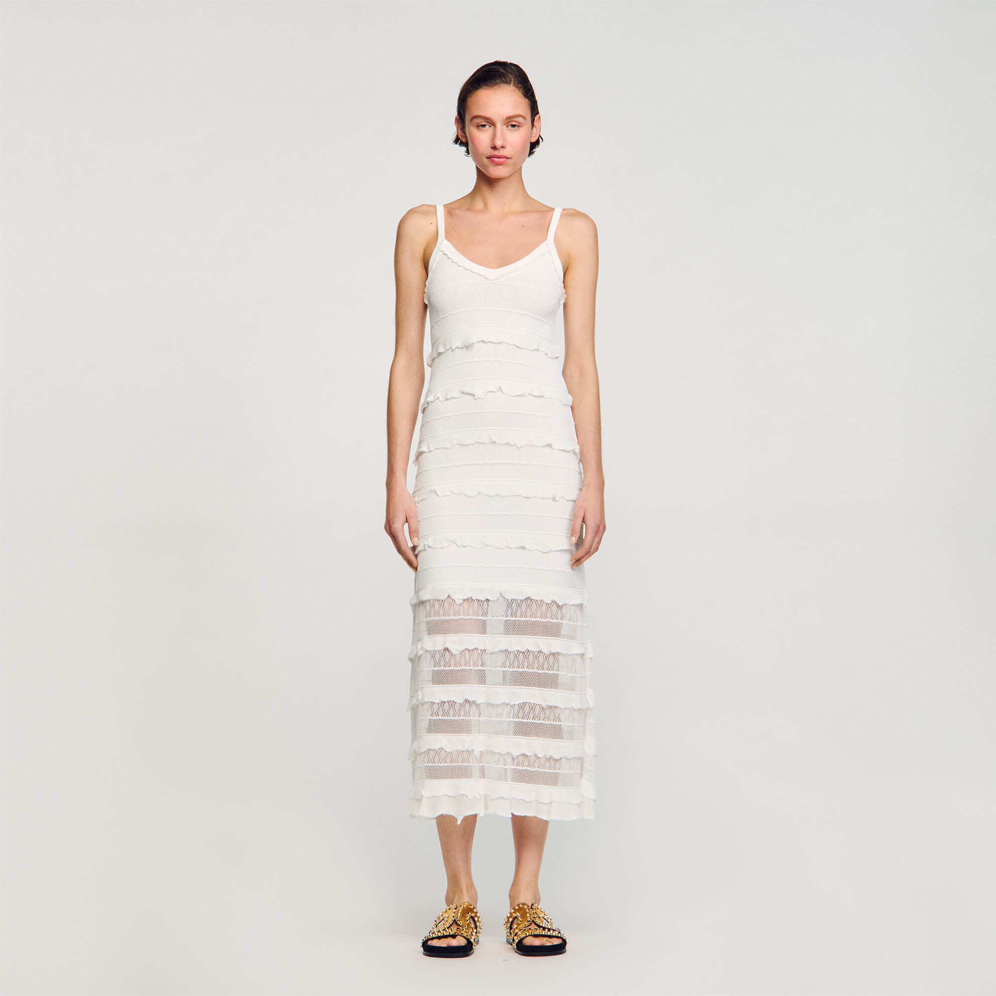 Langes Strickkleid Natural | Sandro Paris