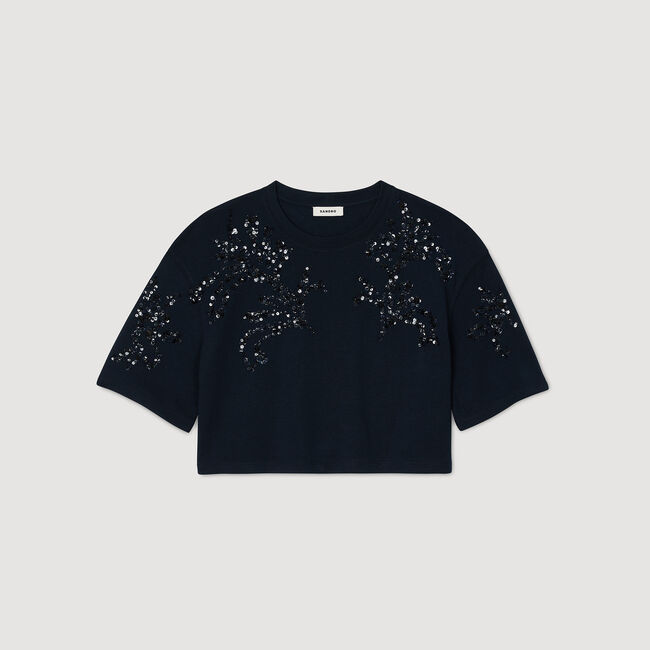 T-Shirt mit Perlendetails