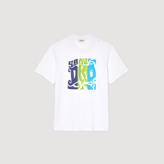 Baumwoll-T-Shirt mit Wellenmuster