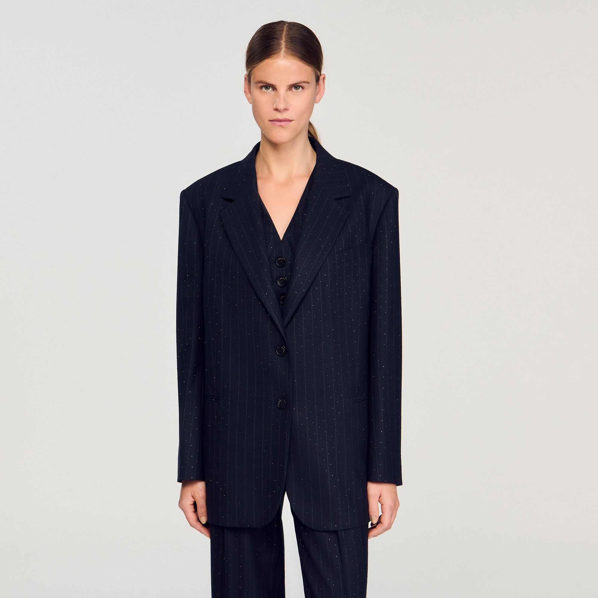 Gestreifter Blazer mit Strass