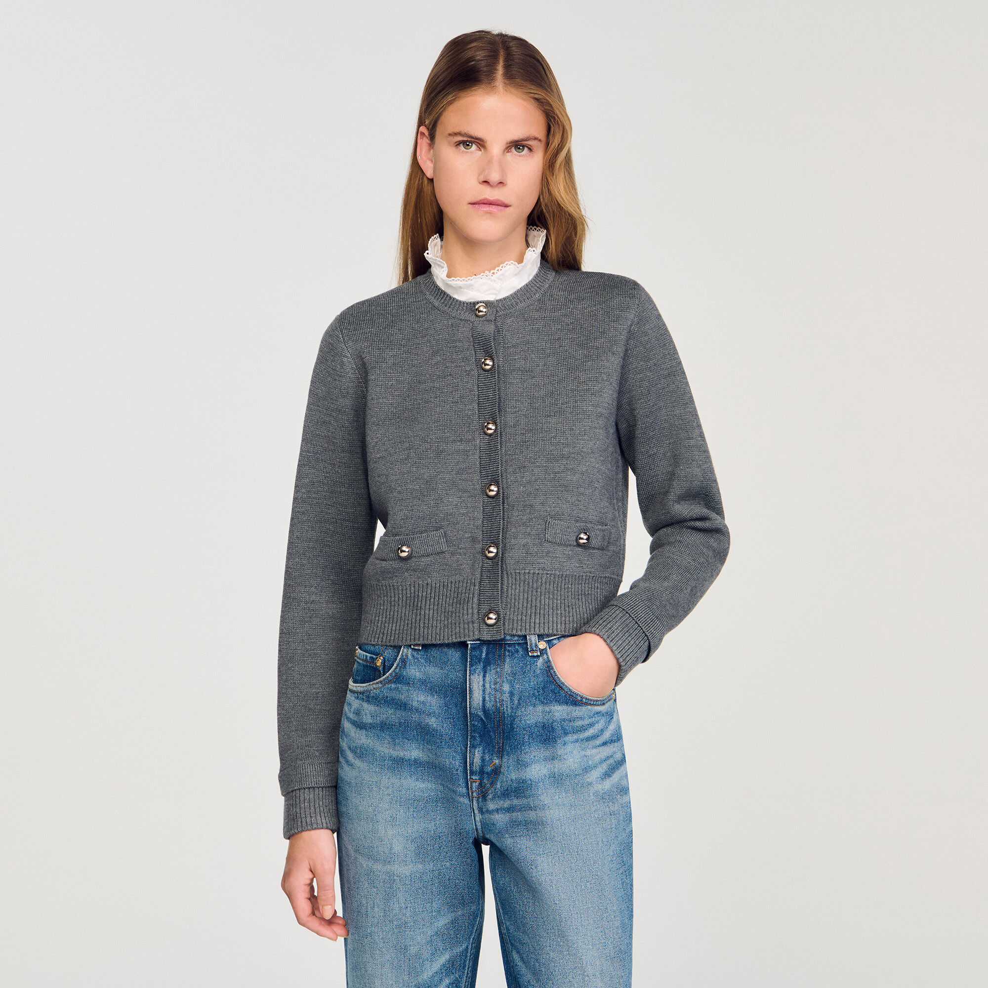 Cardigan mit abnehmbarem Kragen