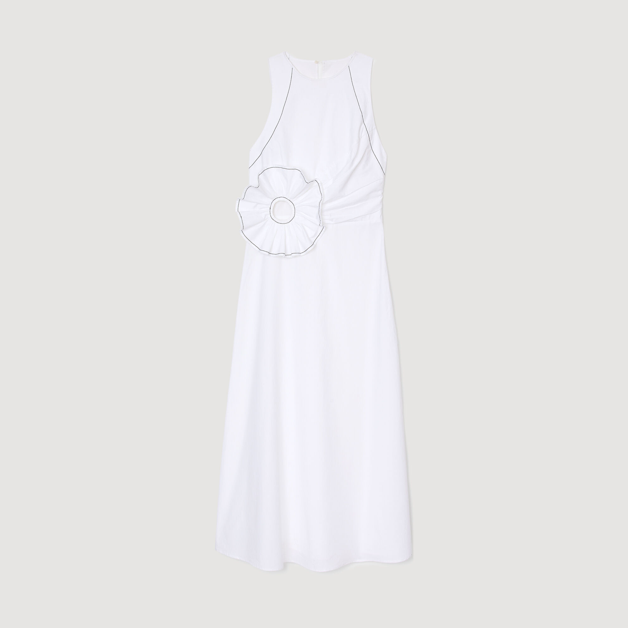 Langes Kleid mit Volant-Detail