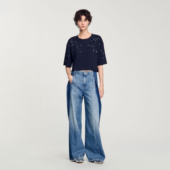 T-Shirt mit Perlendetails