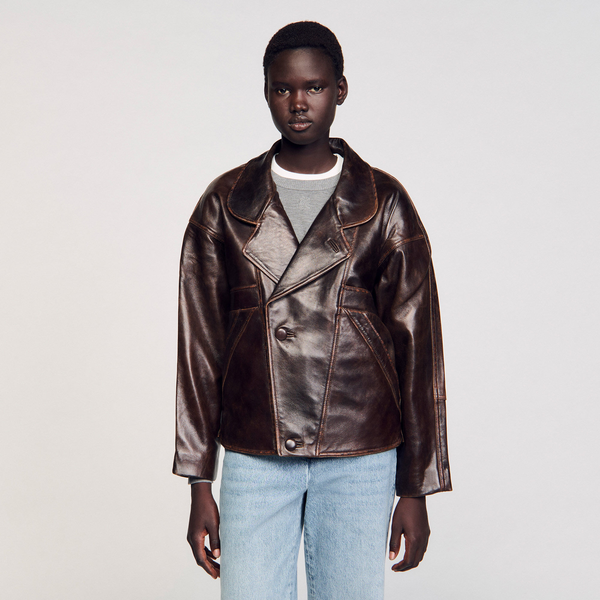 Oversize-Lederjacke