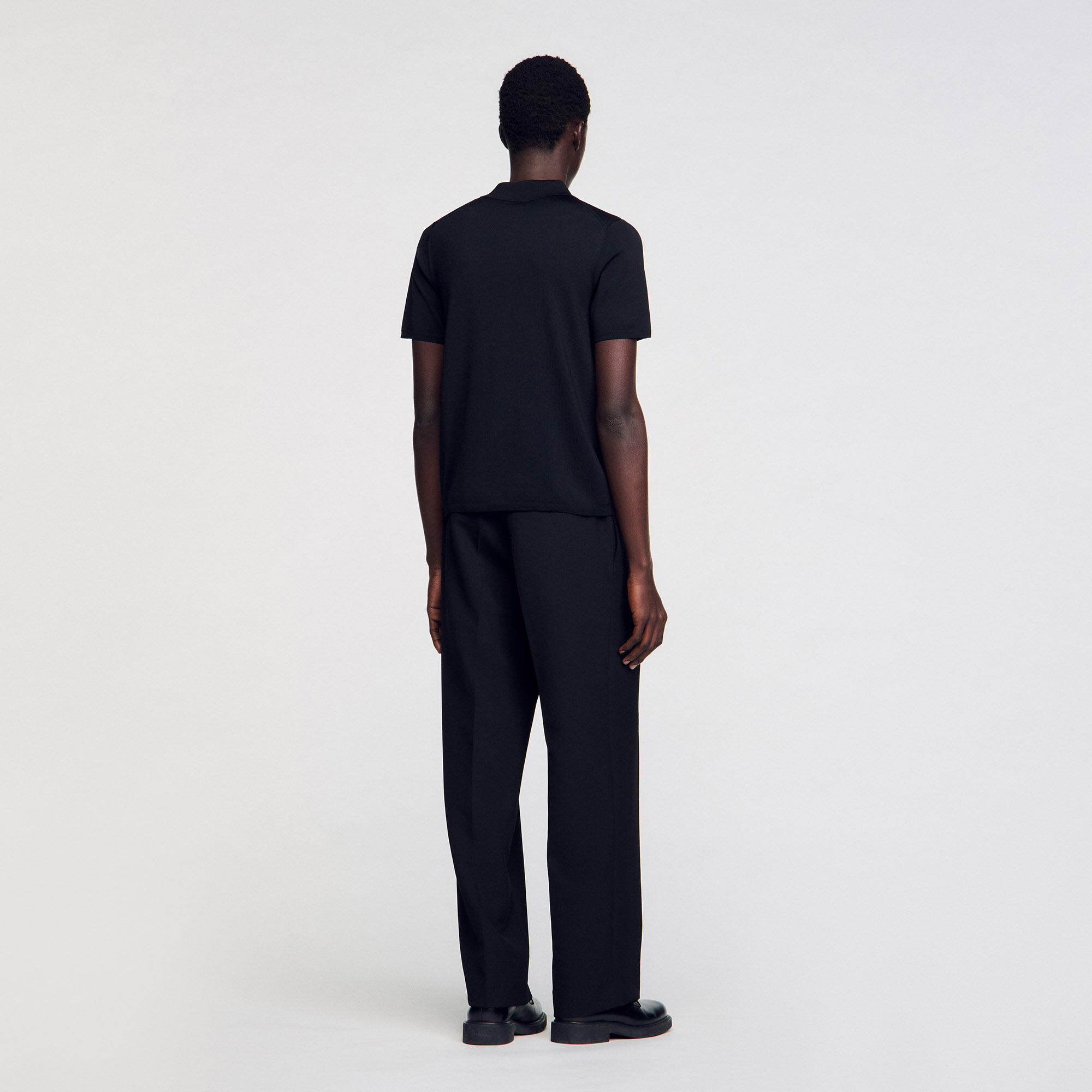 Strick-Poloshirt mit kurzen Ärmeln