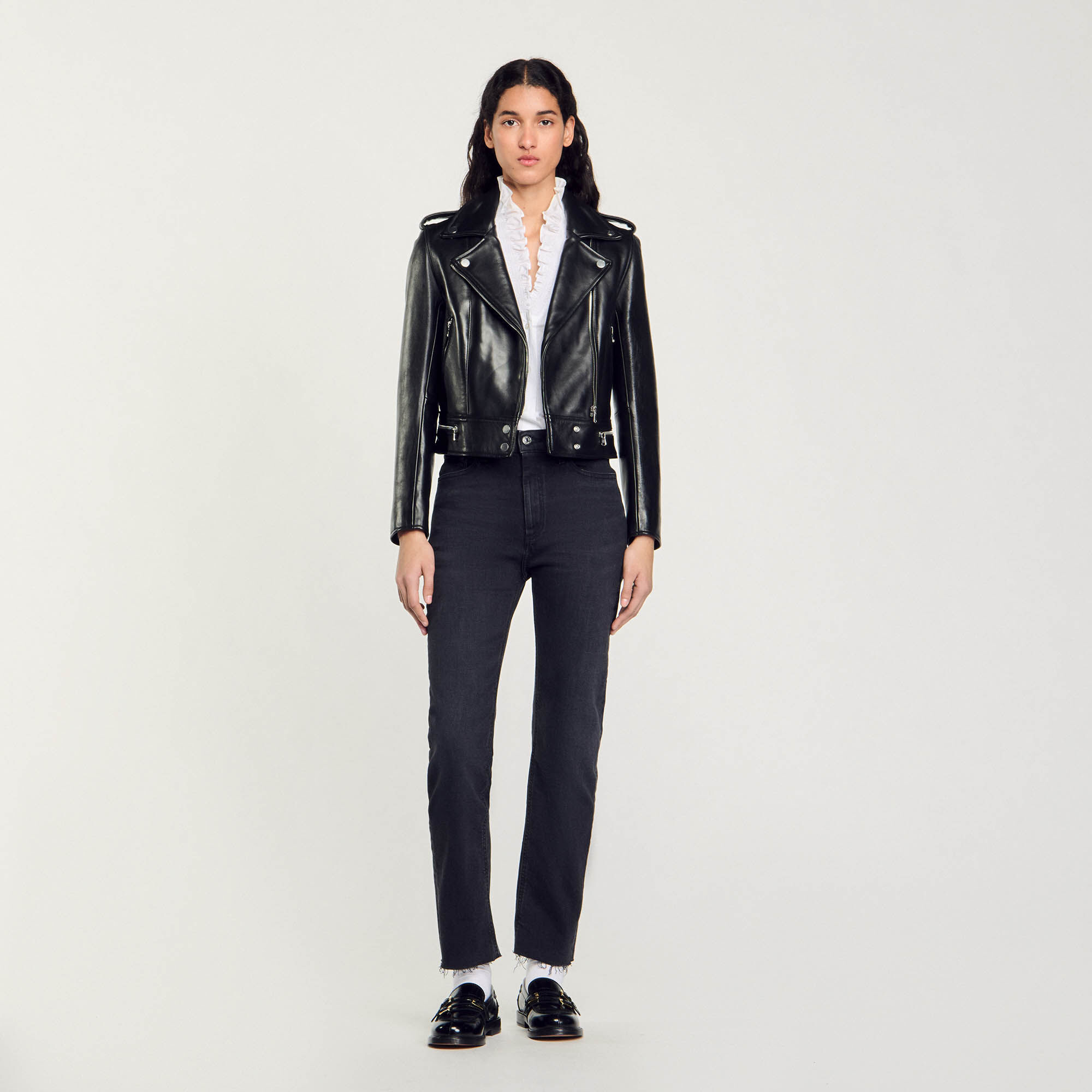Sandro leather jacket top