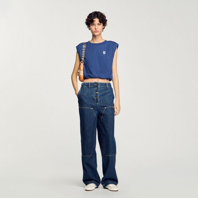 Kurzes drapiertes T-Shirt