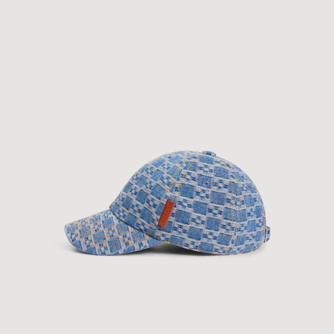 Denim-Kappe mit Kreuz-Muster