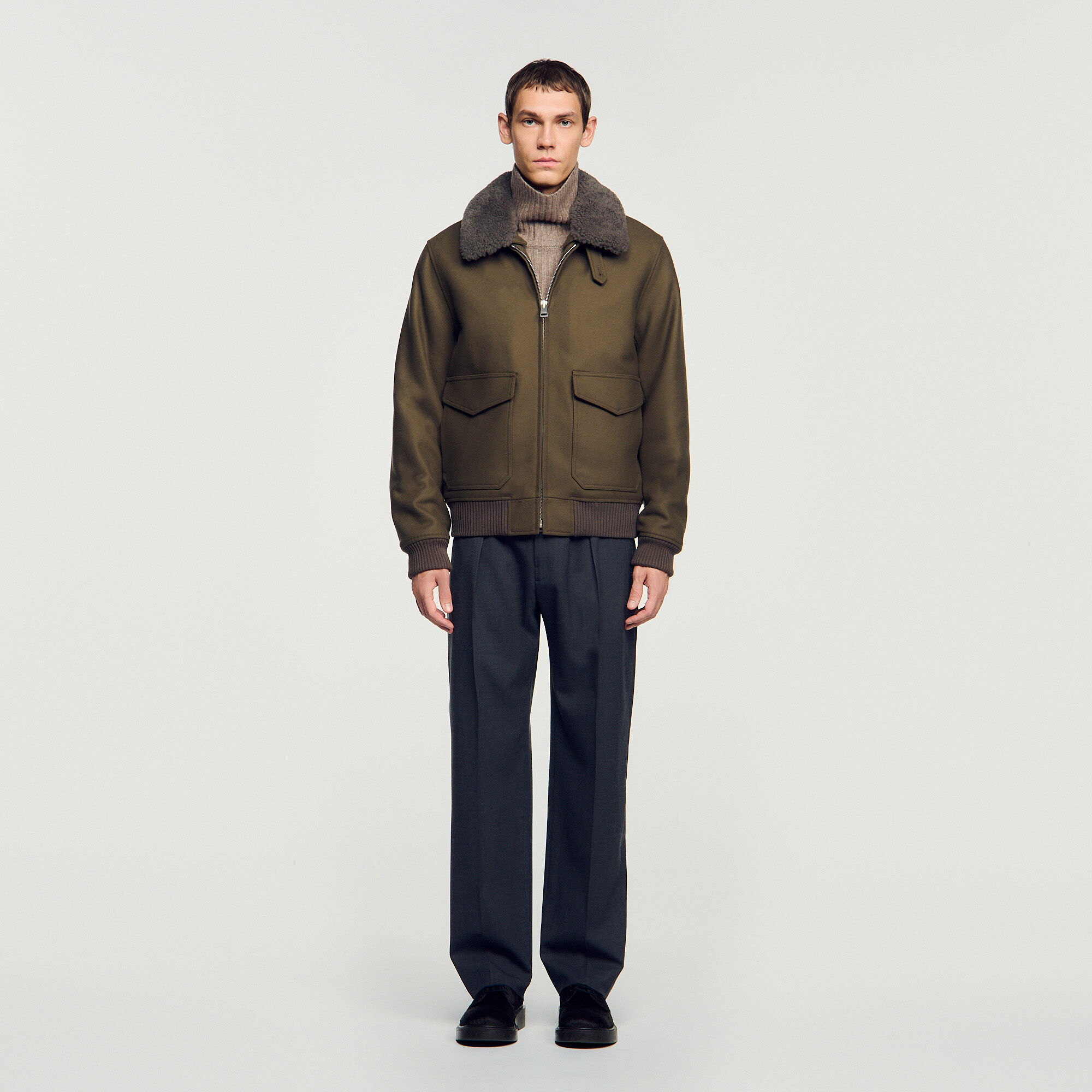 Fliegerjacke aus Wolle mit Kragen - Herren | Sandro