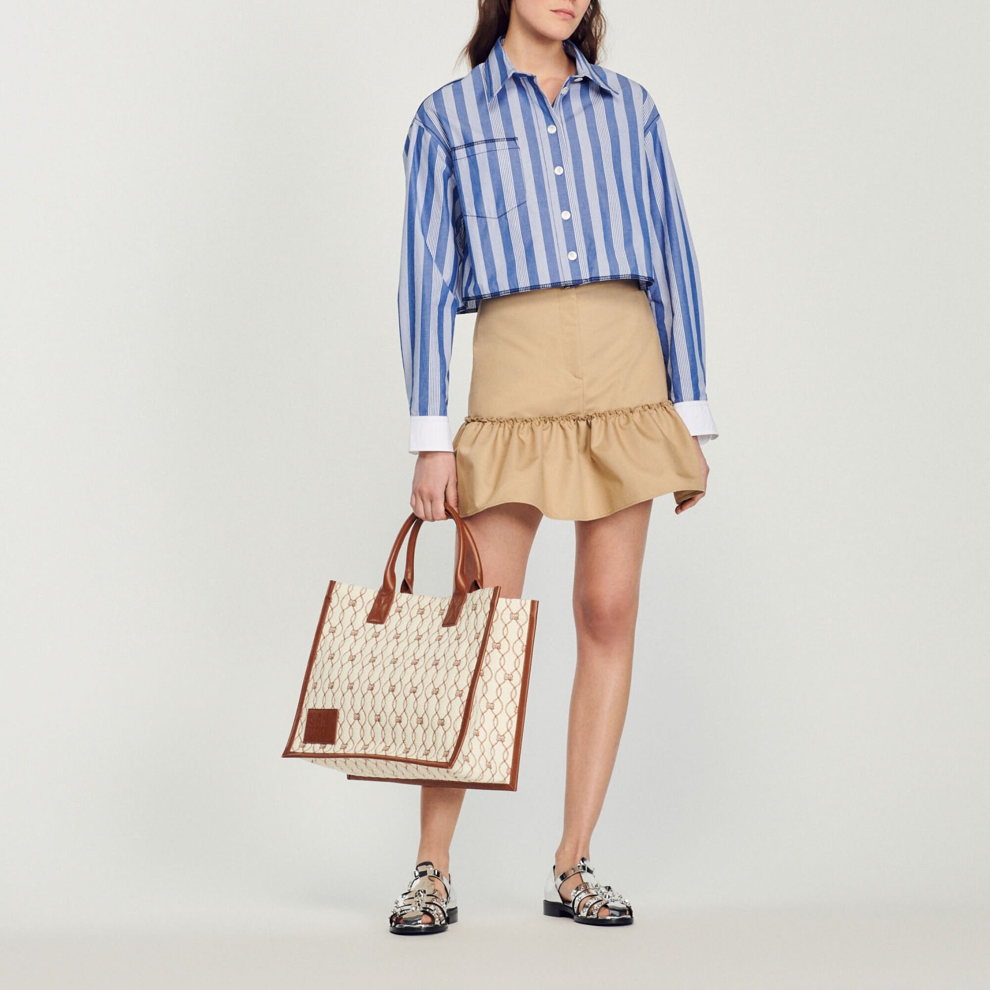 Kurze Bluse mit Streifen