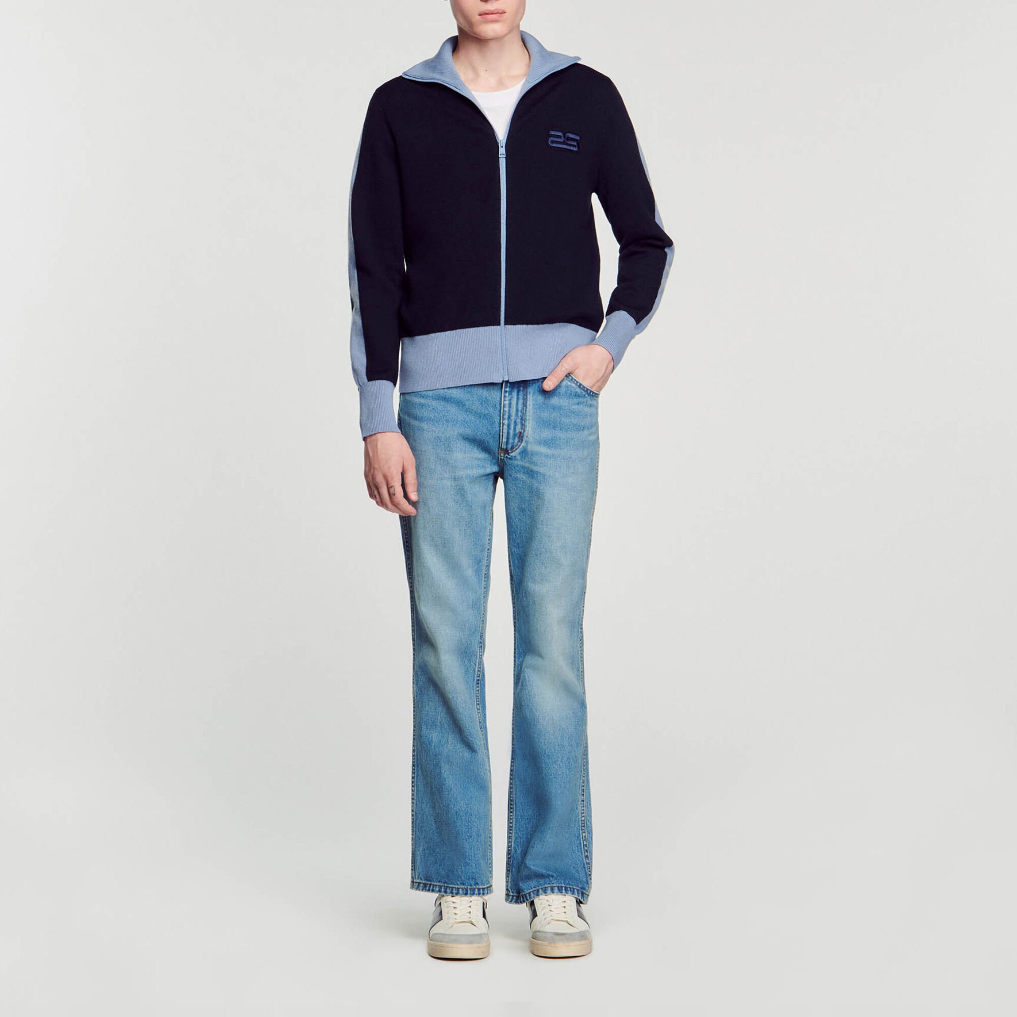 Zweifarbiger Strick-Cardigan