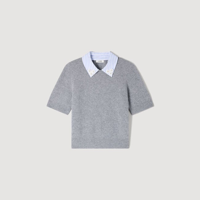 Wollpullover mit abnehmbarem Kragen