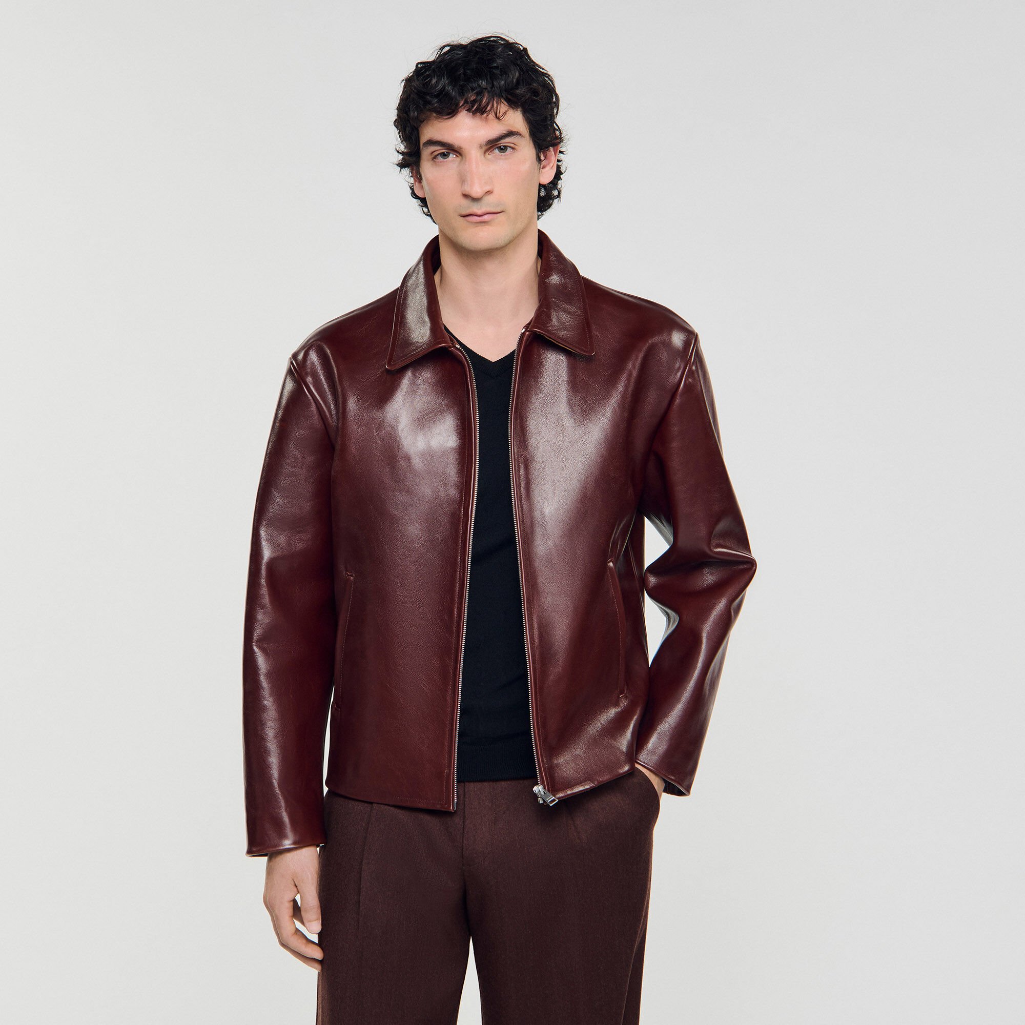 Lederjacke mit Reißverschluss