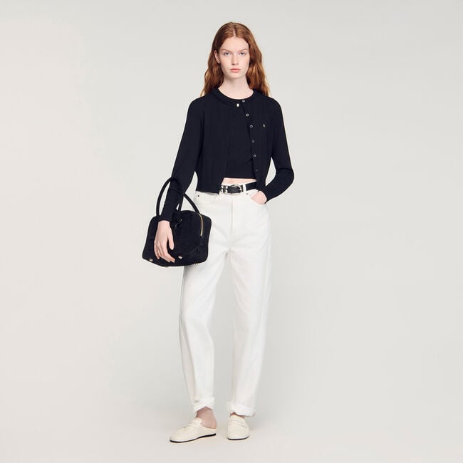 Kurzer Rundhals-Steppcardigan