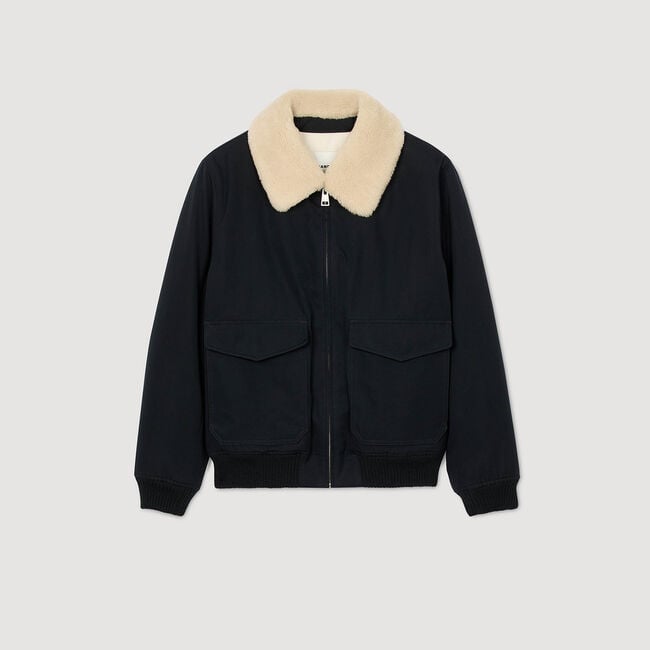 Fliegerjacke mit Schaffellkragen