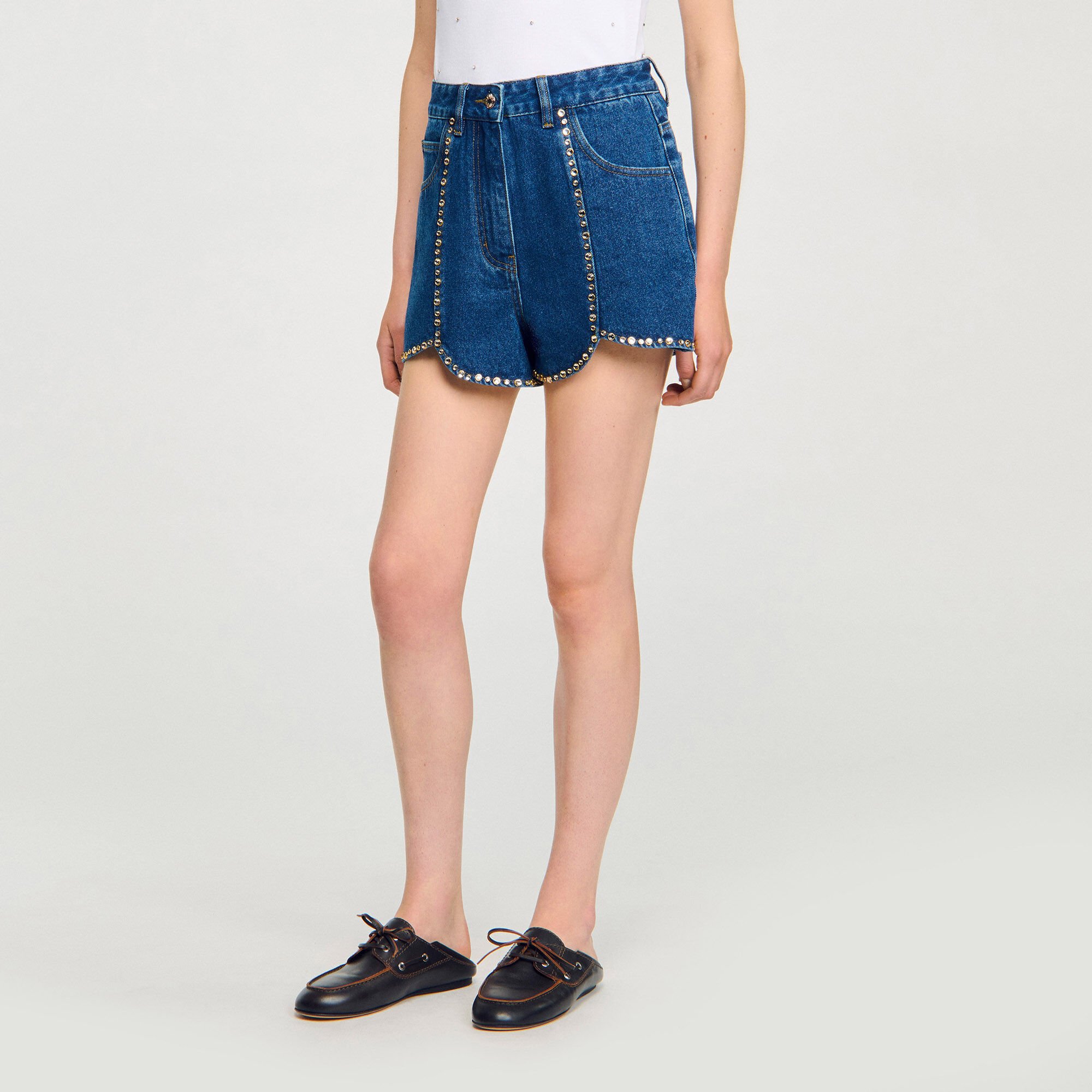 Jeansshorts mit Strass