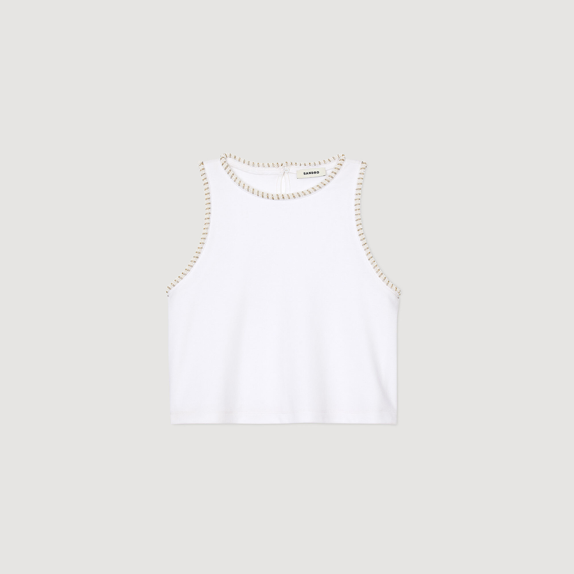 Kurzes Top mit Perlenbesatz