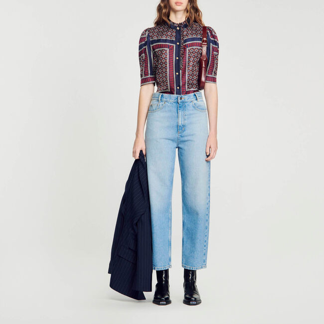 Gemusterte Seidenbluse