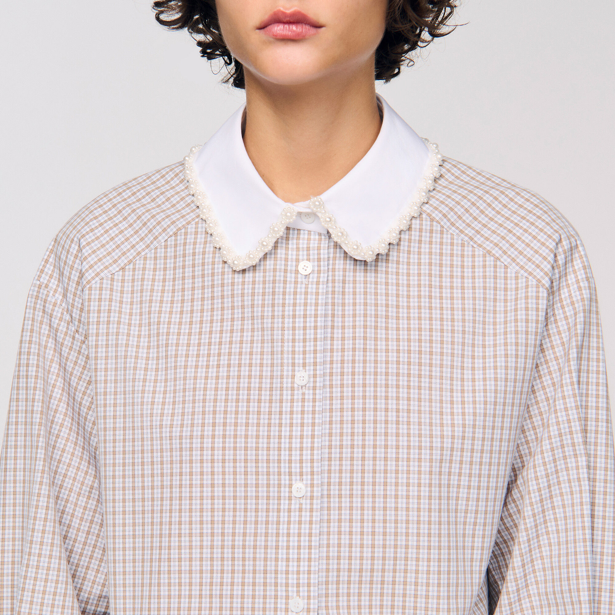 Karohemd mit Perlenkragen