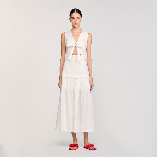 Langes Kleid mit Knitter-Look