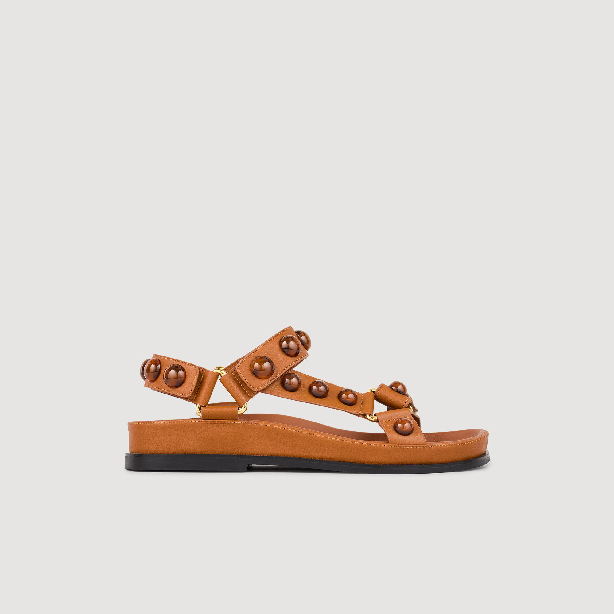 Sandalen mit Nieten gelb orange fur Damen Sandro Paris