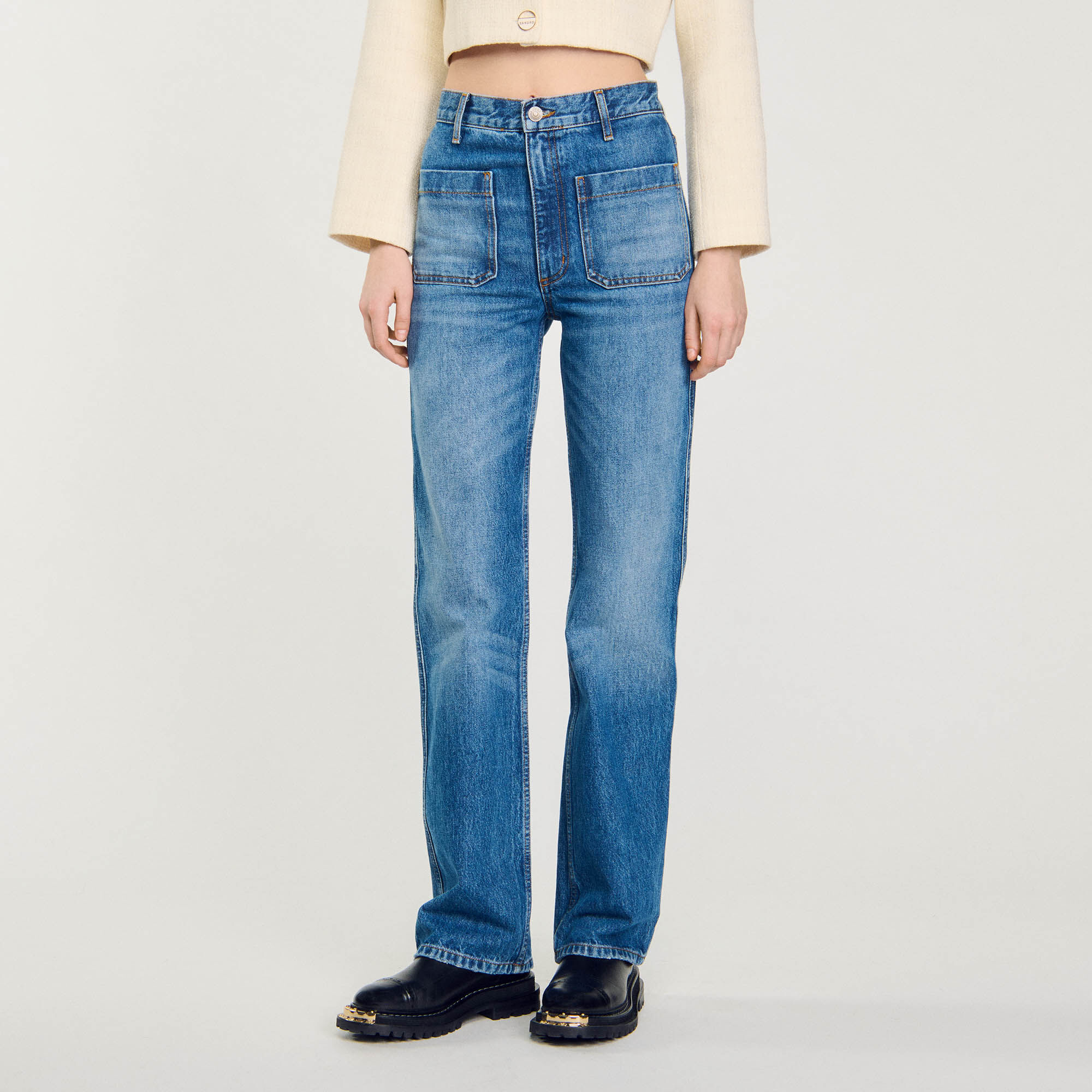 Verwaschene Flared Jeans