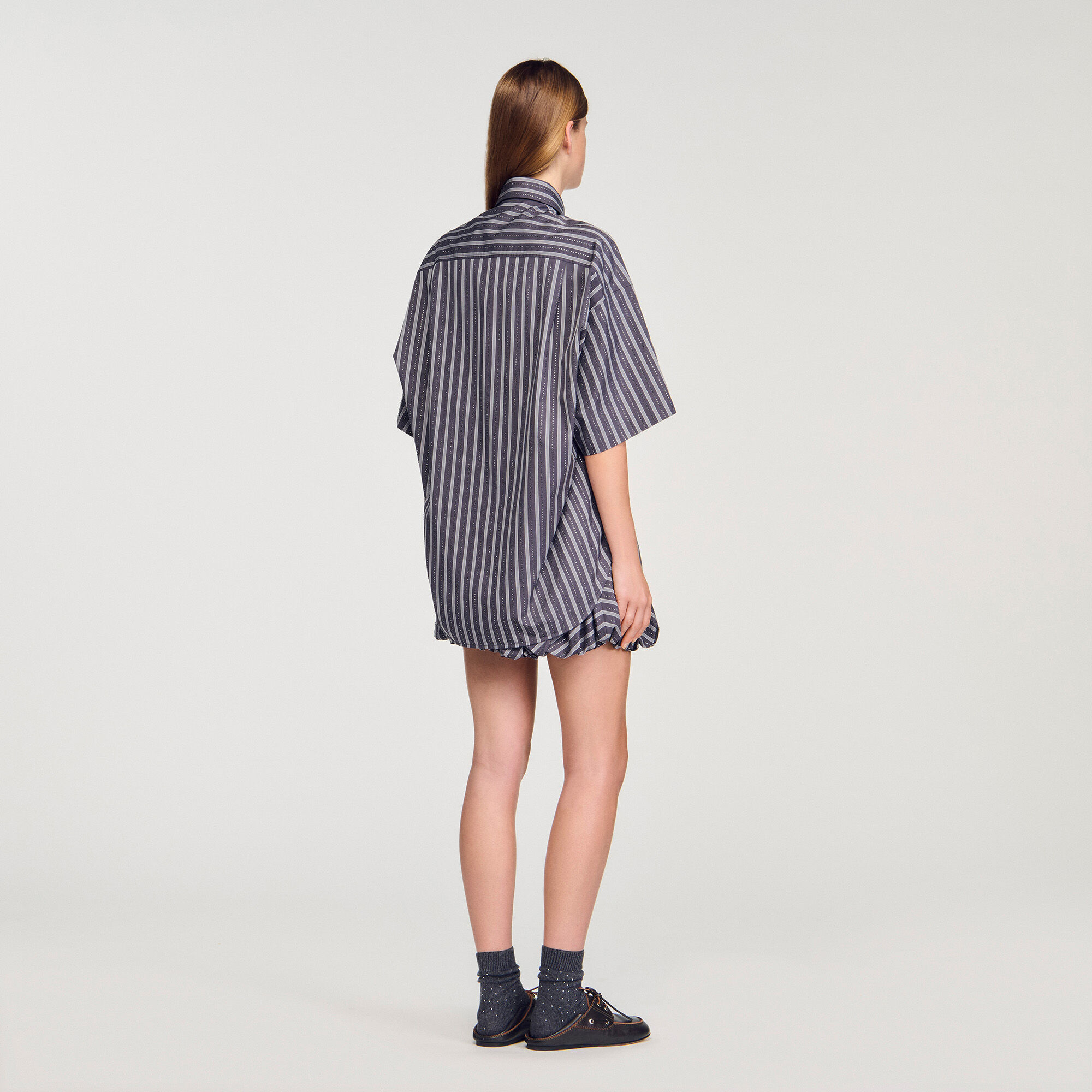 Gestreiftes Oversize-Hemd Strass